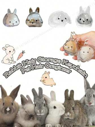 1个可爱透明宠物兔毛纪念胶囊，宠物毛发收纳钥匙扣，可爱兔子造型纪念容器，带项圈设计，密封宠物兔毛收纳盒，可用于DIY纪念吊坠，送给爱兔人士和宠物离世慰问者的礼物，纪念挚爱宠物的理想之选，宠物配件，独特的个性化宠物配件，圣诞节包包挂饰，汽车、老师、朋友、姐妹礼物创意