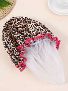 1 pieza Gorro de ducha de doble capa a la moda y resistente al agua, sombrero de baño estampado adecuado para el uso diario de las mujeres