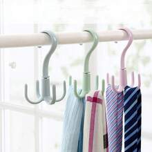4-Claw Rotating Functional Hooks, Multi-Purpose Wardrobe & Bag Hanging Hooks, Plastic Tie Hooks, No Nails Required