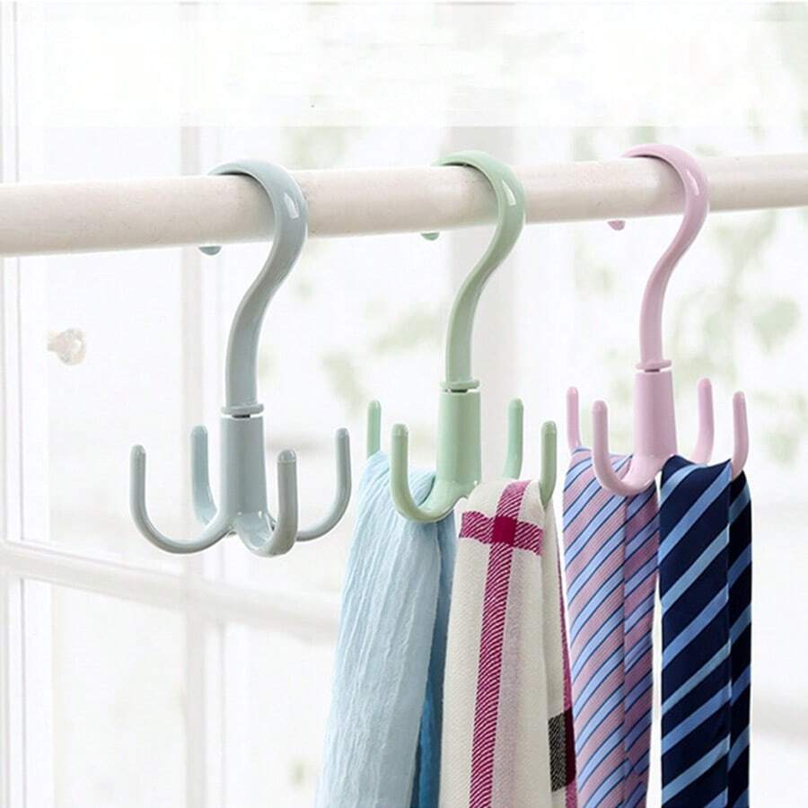 4-Claw Rotating Functional Hooks, Multi-Purpose Wardrobe & Bag Hanging Hooks, Plastic Tie Hooks, No Nails Required