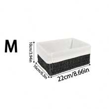 3 قطع/1 قطعة سلة تخزين مكتبية مصنوعة يدويًا من الخوص، صينية للمكياج والمفاتيح والوجبات الخفيفة، منظم للغرفة المعيشية، منظم للغرفة والمكتب والمنزل، سلة تخزين ديكور منزلي، وهدية عيد الحب - الأسود - مشاهدة 7