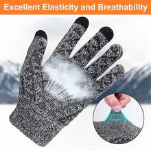 Guantes de Invierno Con Pantalla Táctil Antideslizante Para Hombre y Mujer - Tejidos Con Interior de Forro Polar - gris - Ver 3