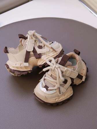 1 Pair Baby Shoes, New Spring/Autumn Boys' Mesh Breathable Sports Shoes, Soft Sole Lightweight Toddler Running Shoes, Girls' Chunky Sneakers