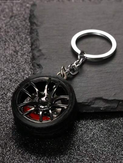 1pc Fashionable Cool Tire Shaped Soft Rubber Keychain, Creative Tire Key Chain, Suitable For Men, Daily Wear, Decoration, Outdoor, Gift, Christmas, Carnival, Perfect For Holiday Celebration