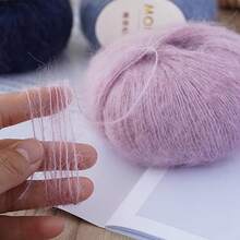马海毛羊绒针织羊毛纱，DIY 披肩围巾钩针线用品，马海毛羊绒针织，26 克卷安哥拉长羊毛纱蓬松奢华毛绒针织纱流行手工针织纱用于 DIY 钩针线用品编织围巾钩编 - 彩色 - 查看 5