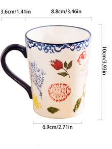 1 cană ceramică sub glazură pictată manual - design minimalist și retro, cană de cafea de mare capacitate, ideală pentru cupluri sau pentru uz zilnic