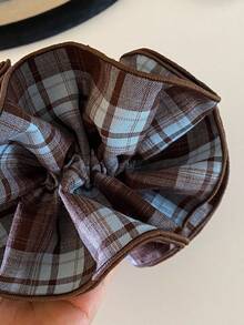 1pc Four-Layer Lock-Edge Checked Pleated Big Hairband For Girls - Versatile And Fashionable Hair Accessory ,Ponytail Holders ,Hair Elastics ,Hair Rubber Bands ,Scrunchies ,Hair Rope ,Elastic Hair Tie ,Makeup