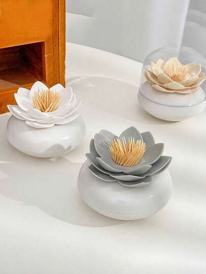 1 peça porta-palitos com design de flor, caixa de armazenamento de palitos de lótus para uso doméstico