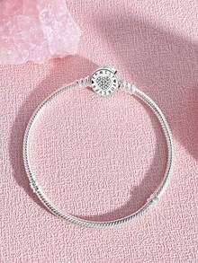 1 pieza Elegante brazalete básico de plata de ley 925 con corazón retorcido de 16-21 cm para mujer, regalo para novia, joyería fina para damas - Plateado - Ver 4