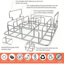 Beercan Chicken Roaster and Rib Rack with a Silicone Oil Brush, Square Stainless Steel BBQ Stand Smoker, Oven and Grill, Cook Up to 4 Ribs and a Whole Chicken at a time - inicial - Ver 3