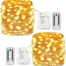 No Plug Needed, More Flexible! LED Copper Wire Decorative Lights – With Remote + 8 Flashing Modes, Battery-Powered, IP65 Waterproof | Indoor/Outdoor Use, Perfect For Christmas Tree Decor, Wedding Setup, Bedroom Ambiance & DIY Decor - Bronze - View 3