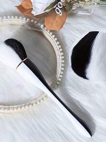 1 pieza Pincel de maquillaje de cabeza redonda de dos tonos, cerdas suaves para polvo, rubor, base, arte de uñas y polvo