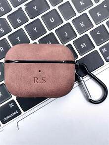 [Customized] Personalized Luxury Laser-Engraved Name DIY Custom Suede Earphone Case, Compatible With Pro 1 2 3 4 Pro 2 Pro 3 Couple Earphone Case, With Keychain.