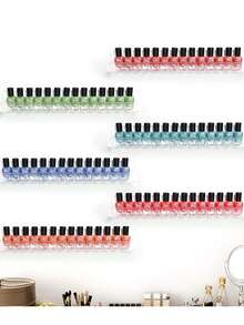 8pcs Transparent Acrylic Wall Mount LP Record Display Rack, Acrylic Black Vinyl Record Holder With Installation Hardware, Nail Polish Storage Organizer, Showcase Your Favorite LP Records - Transparent - View 8