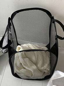 1pc Laundry Basket, Foldable Laundry Basket, Portable Mesh Household Storage Basket, Dirty Clothes Storage Basket, Dirty Clothes Storage Bin, Home Miscellaneous Organizer For Toys, Bathroom Hanging Baskets Frame Bucket For Home Use, Laundry And Bathroom Supplies, Bathroom Accessories, Bathroom Gadgets, Valentine's Day Decorations
