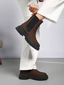 Giày bốt cổ cao co giãn thoải mái, đa năng, phổ biến cho nữ mùa thu/đông - Cà phê nâu - Xem 3