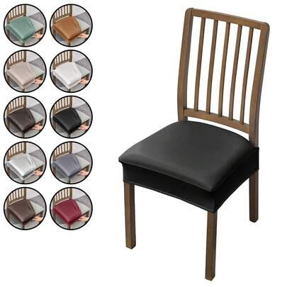 1 件浅灰色 PU 双弹力座椅套，带舌扣，现代简约设计，弹力防水防污椅子保护套，适用于客厅、餐厅、厨房