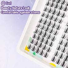 120 pezzi Ciuffetti di ciglie stile manga, ricci C, estensioni ciglie a grappolo sinistra e destra, estensioni ciglie finte individuali, per trucco quotidiano, fai da te a casa, morbide e facili da usare