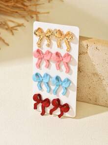 1 Pair Classic Elegant Bow Stud Earrings For Women, Suitable For Dates, Parties, Vacations, Casual Wear, A Great Gift For Mom Or Girlfriend