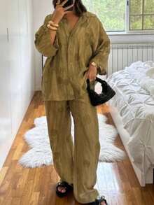 Seelio Summer New Arrival Women's Fashion Jacquard Casual Pants, European And American Style - Olive Green - View 2