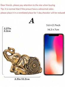 1件复古金色大象烛台 - 坐姿或卧姿雕塑装饰，卧室/客厅烛台托盘，毕业或乔迁礼物