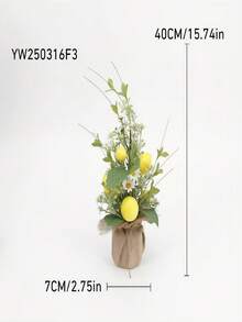 3 pièces Charmant arbre de citron artificiel avec corde de toile de jute - Mini plante en pot pour la décoration de la maison et du bureau, parfait pour une utilisation intérieure/extérieure, affichage saisonnier polyvalent