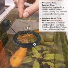 1個黑色魚食餵食環－魚食分發器－圓形餵食環－非電動水族魚食餵食器－無需電池，適用於鬥魚和其他魚類，方便餵食與觀察魚隻 - 彩色 - 查看 7