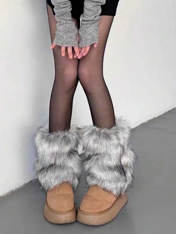 1 para nakładek na buty ze sztucznego futra, krótkie, puszyste ocieplacze na nogi, jesienno-zimowe pluszowe rękawy na nogi, uniwersalne nakładki na buty z lisa, słodkie i fajne nakładki na nogi dla gorących dziewczyn w stylu disco Y2K, japoński styl subkultury JK