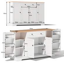Multifunctional Kitchen Buffet – 138cm Sideboard With Drawer, Shelf Doors And Adjustable Shelves – Modern Design With Tip-Over Protection, For Kitchen, Living Room And Family Room. - 自然色+白色+MDF - 查看 7