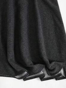 EARO French Style Casual Women's Flared Skirt With Belt, Non-Stretch Fabric, Comfortable & Fashionable For Daily Wear In Autumn/Winter, Waist Slimming, Loose Fit, A-Line Silhouette, Stylish & Minimalist Design - Black - View 5