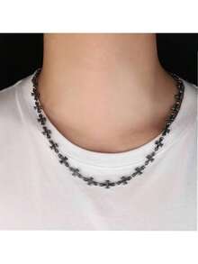 Titanium Steel Cross Necklace & Bracelet, Unisex Fashionable Accessories With High-End Feel, Suitable For Hip-Hop And Punk Style