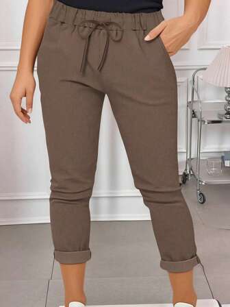 Plus Size Women's Solid Color Simple Casual Pants
