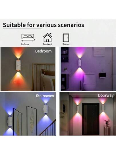 Motion Sensor LED Wand Verlichting Remote Control, RGB Dimmable, Slimme Night Function, Corridor, Bedroom, Living Room, Closet Easy Installation, Entryway, Bedside, Bureau Lighting Moderne Lamp view 4