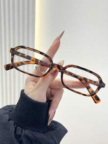 1pc Unisex Fashion Plastic Leopard Print Glasses, Square Frame, Casual Style Suitable For Daily Wear, Outfit Matching, Party, Hiking, Office, Street Photography, Gift For Holidays, Fits All Face Shapes, High Quality