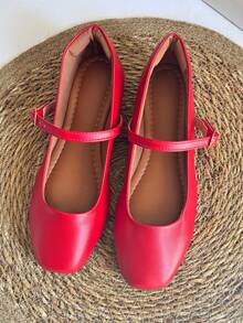 Women's Mary Jane Red Comfortable Elegant Doll Shoes Moccasin Flats - 紅色 - 查看 3