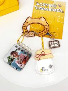 1个可爱亚克力不对称造型多功能背包挂饰卡通风格登山扣钥匙扣 - 彩色 - 查看 4