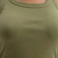 Cotton Ribbed Racerback Tank Top - Wojskowa Zieleń - Zobacz 4