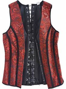 Men's Corset Vest Waist Trainer With Lace-Up Design For Formal Events - 紅圖 - 查看 5