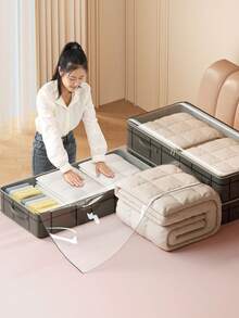 1 Túi đựng quần áo màu xám, Túi đựng chăn, Túi đựng đồ có thể gấp gọn, Sức chứa lớn để đựng quần áo theo mùa, Túi phân loại di động, Nắp trong suốt để dễ dàng lấy đồ bên trong, Túi đựng đồ dưới gầm giường tận dụng tối đa không gian nhàn rỗi để cất giữ và phân loại, Chống thấm nước và chống bụi, Thích hợp để cất giữ trong ký túc xá gia đình - Xám - Xem 7