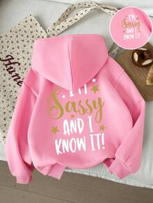 Toddler Girls' Letter Print Warm Hoodie Sweatshirt - Pink - View 1
