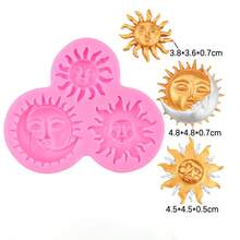 1pc Pink Triple Sun Face, Moon Face Silicone Mold. Handmade Decorative Props Are Easy To Demold And Can Be Reused. - Pink - View 6