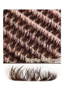 Rikuaild 120pcs Brown Wet Look 120D Cluster False Eyelashes, D Curl, Create Dramatic Makeup, Essential For Travel & Everyday Makeup - D - Xem 2