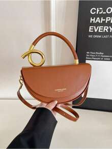 Niche Design Women's Handbag, Fashionable Retro High-Quality Textured Messenger Bag, Solid Color Versatile Underarm Saddle Bag, Casual And Versatile Style, Suitable For Daily Outings, Travel, And Office Workers Commuting - Màu bí ngô - Xem 6