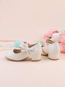 Sapatos de daminha de honra para casamento, festa, feriado, adequados para bebês, meninas pequenas e grandes, sapatilhas brancas clássicas, confortáveis e versáteis com laço, vestido formal, recital, balé, sapatos de princesa - Branco - Ver 9