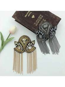 1pc Gold/Silver Metal Chain Tassel Shoulder Decor For Stage Costume/Formal Dress