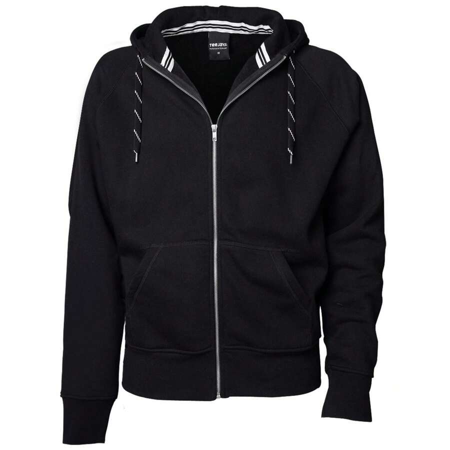 Mens Full Zip Hooded Sweatshirt (Black) - Coffee Brown - View 1