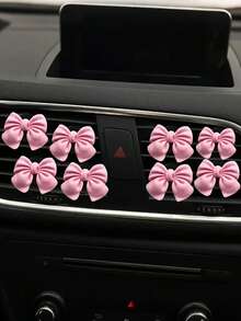 3/4/6pcs Pink Bow Car Interior Cute Car Interior Accessories ,Car Air Conditioning Vent Decorative Clip, Bow Car Air Vent Decorative Clip,Cute Air Freshener Holder For Car AC Vents, Fashionable Car Interior Accessories For Women,Girly Dashboard Decor
