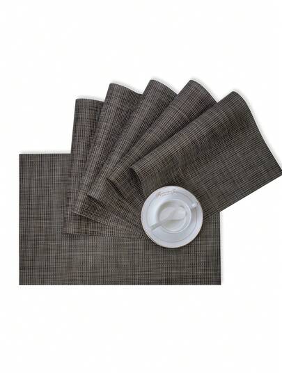 8pcs Square PVC Place Mats, Woven Place Mats, Imitation Linen Table Mats, Classic And Elegant Gray Place Mats, Home Dining Mats, Water Resistant, Heat Resistant, Machine Washable, Suitable For Daily Life, Christmas, Thanksgiving, Valentine's Day, Ramadan And Mother's Day