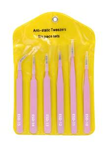 6 pinzas de colores antiestáticas, herramientas de papelería con punta de precisión y punta curva, kit de herramientas DIY para planificadores