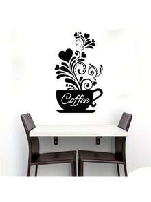 1 buc autocolant de perete ghiveci de flori negru ceașcă de cafea autocolant decorativ din PVC autocolant detașabil autoadeziv ușor de rupt decorare casă fă-ți viața un aspect nou autocolant decor de sărbători cadou de ziua de naștere de absolvire decor de perete decor cameră autocolante de perete autocolante